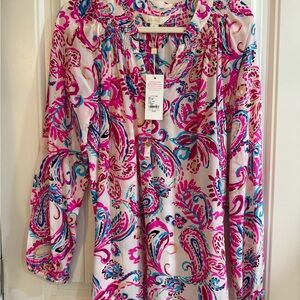 Vibrant Lilly Pulitzer Paisley Elsa Silk Blouse - NWT